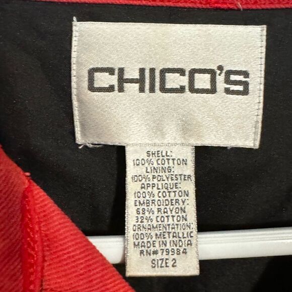 Chico’s 100% Cotton Beaded Sequin Floral Jacket - Picture 12 of 14